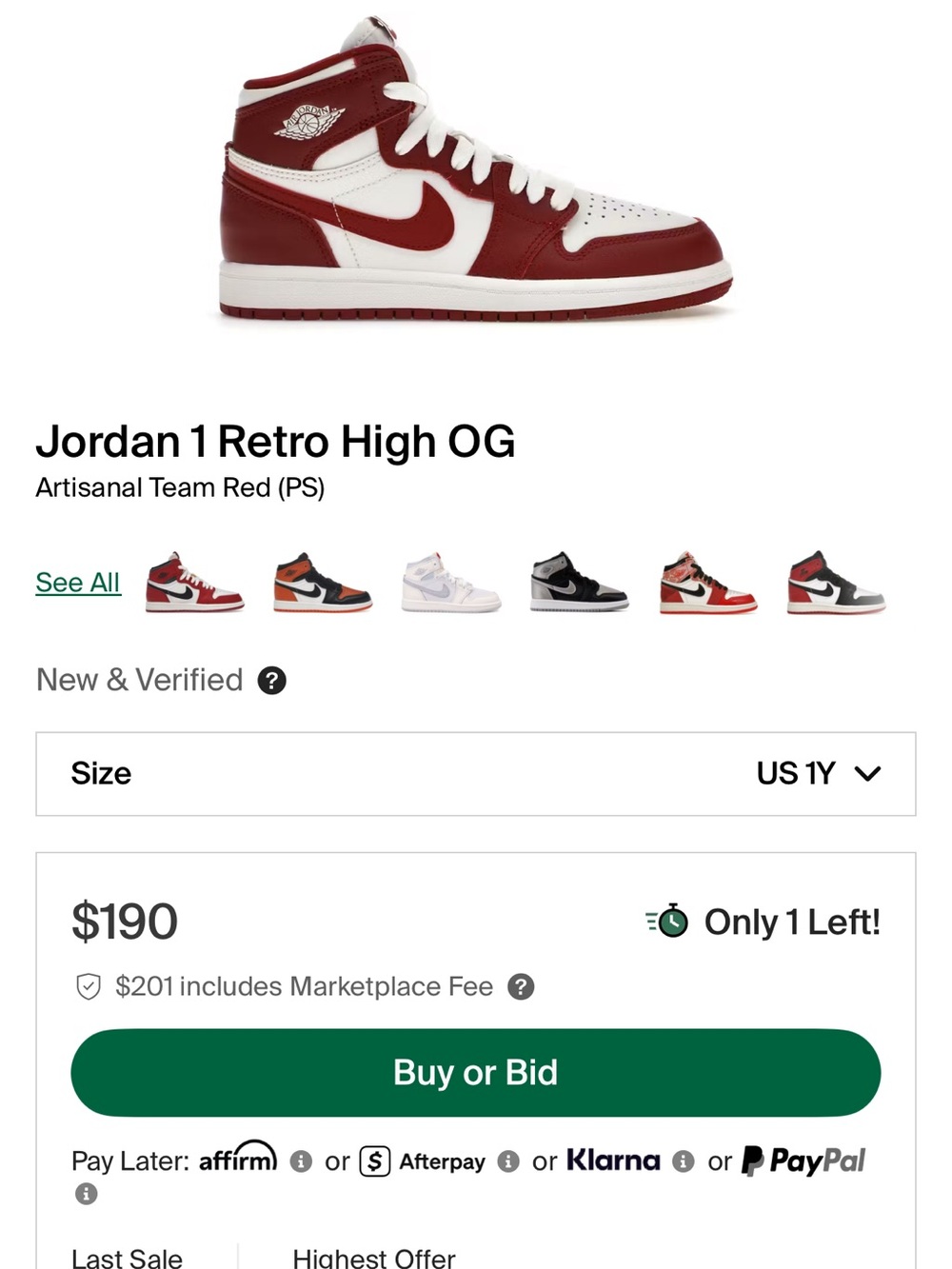 Jordan 1 Retro High OG — Red & White High-Top